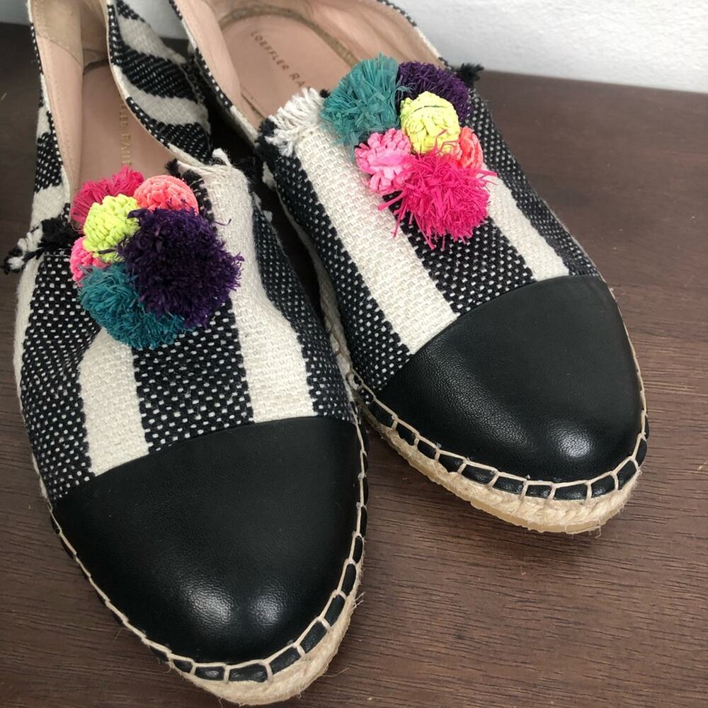 Loeffler Randall Mara Pom Pom Espadrille Slip On Canvas Shoes Women's Size 8B - Picture 5 of 11